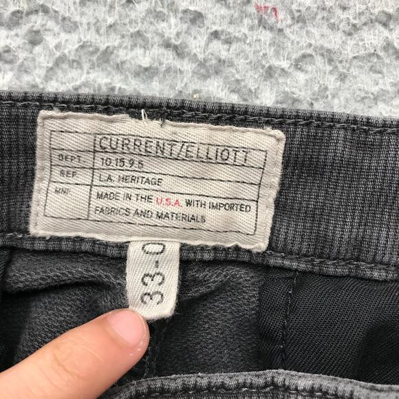 Current/Elliott LA Heritage Corduroy Pants Womens 33x32 Straight Leg Black - Picture 3 of 10